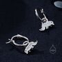 Sterling Silver Rhino Dangle Huggie Hoops, thumbnail 4 of 11