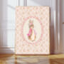 Pink Bunny Floral Art Print, thumbnail 1 of 3