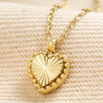 Gold Stainless Steel Antiqued Heart Pendant Necklace, 4 of 6