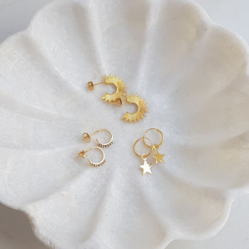 Gold Vermeil Sunburst Earrings, 2 of 3