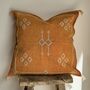 Handmade Moroccan Cactus Silk Cushion Cover, Golden, thumbnail 1 of 4