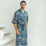 Men’s Full Length Kimono Robe In Blue, thumbnail 2 of 5