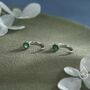 Sterling Silver Genuine Green Onyx Huggie Hoop Earrings, thumbnail 4 of 11