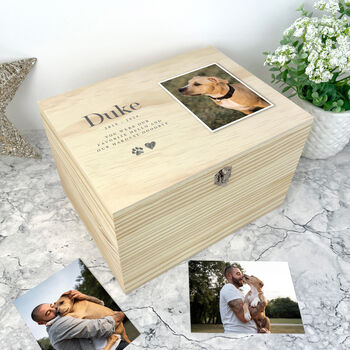 Personalised Heart Paw Photo Pet Memorial Keepsake Box, 4 of 12