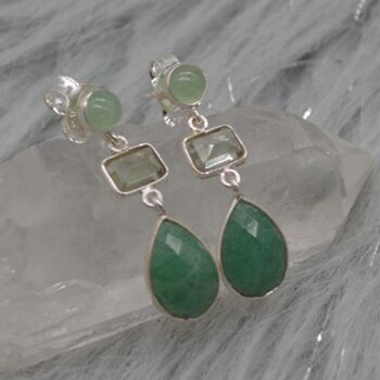 Green Amethyst, Sillimanite, Aventurine Silver Earrings, 3 of 10