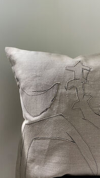 Tool Shed | Appliqué Stitch Collage Linen Cushion, 3 of 4