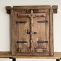 Authentic Antique Indian Wooden Shutter Mirror, thumbnail 1 of 9