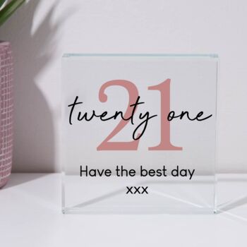 Personalised Birthday Glass Square Block, 2 of 6