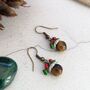 Christmas Pudding Earrings With Tigers Eye, thumbnail 3 of 11