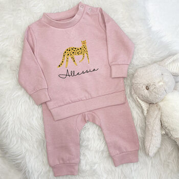 Leopard Personalised Baby Jogger And Sweatshirt Set, 2 of 4