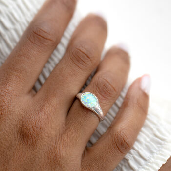 Sterling Silver Opal Ring, 3 of 9