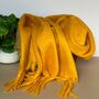 Super Soft Chunky Tassel Scarf In Mustard Yellow, thumbnail 1 of 3