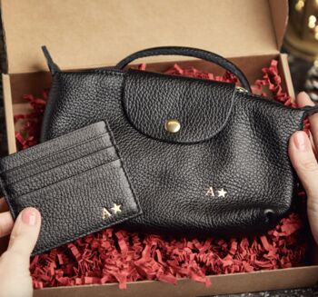Personalised Small Leather Handbag And Matching Cardholder, 8 of 10