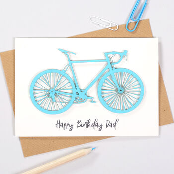Personalised Cyclists Papercut Bicycle Birthday Card, 3 of 6