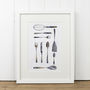 Cutlery And Kitchen Utensil Grid Print By Yellowstone Art Boutique ...