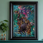 Black And Gold Jaguar In Tropical Rainforest Summer Jungle Print, thumbnail 1 of 6