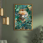 Tiger And Gold Jungle With Sunglasses Wall Art Print, thumbnail 2 of 7