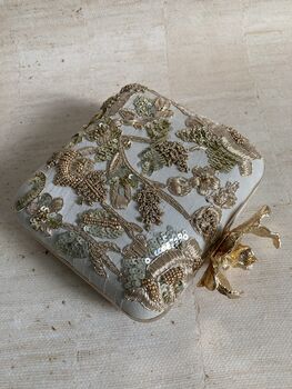 Gold Embroidered Square Handcrafted Clutch Bag, 2 of 10