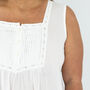 Women's White Cotton Nightdress Nicole Sleeveless, thumbnail 3 of 4