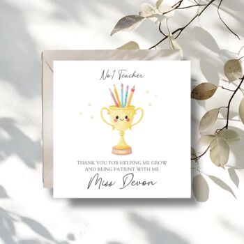 Nr One Teacher Thank You Teacher Card, Key Worker Appreciation End Of Term Gift, 2 of 3
