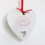 Merry Christmas Wooden Hanging Heart Decoration ~ Large, thumbnail 2 of 4