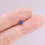Sterling Silver Tiny Sapphire Blue Cz Flower Internally Threaded Flat Back Earrings, thumbnail 2 of 10