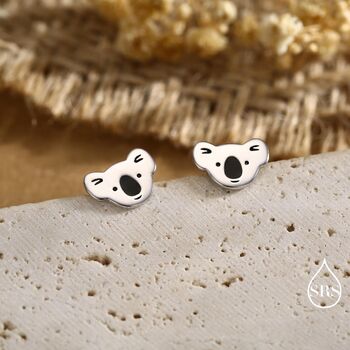 Koala Bear Stud Earrings In Sterling Silver, 4 of 10