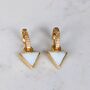 'The Triangle' Mother Of Pearl Gold Plated Earrings, thumbnail 2 of 7