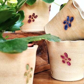 Floral Birthstone Colour Ceramic Handmade Plant Pot, 5 of 9
