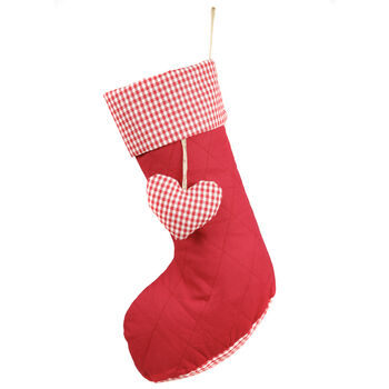 Red Gingham Heart Christmas Stocking, 2 of 6
