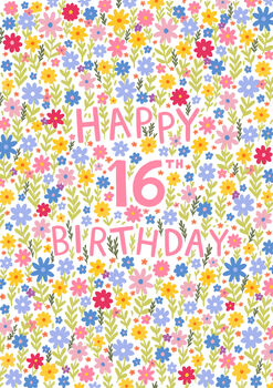 16th Birthday Card For Women, Floral 16th Card, For Her, 4 of 4