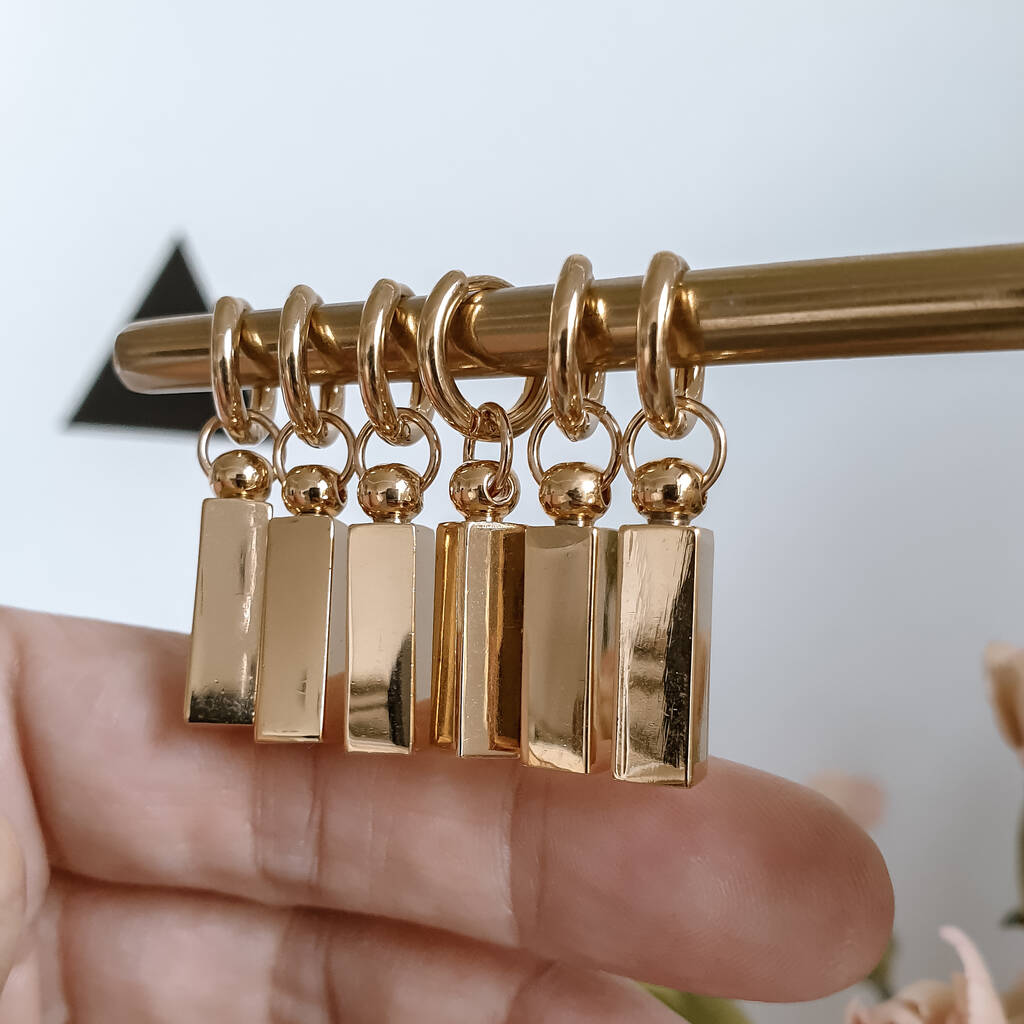 Gold Bar Drop Hoop Earrings By Misskukie