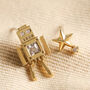 Mismatched Robot And Star Stud Earrings In Gold Plating, thumbnail 1 of 2