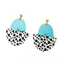 Turquoise And Monochrome Polka Dot Statement Earrings, thumbnail 2 of 2