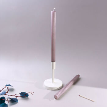 G Decor Velluto Prugna Profonda Set Of Two Extra Tall Deep Plum Dinner And Taper Candles With Ribbed Velvet Matte Finish, 3 of 3