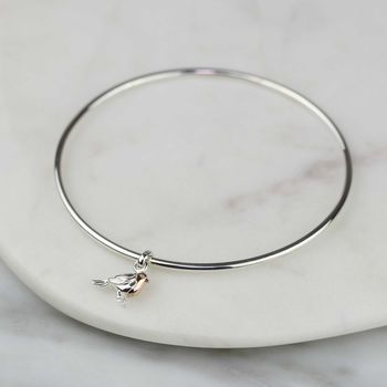 Solid Silver Robin Bangle, 2 of 6
