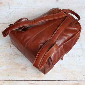 Vintage Style Leather Backpack, Tan, 3 of 5
