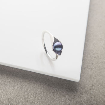Calla Lily Pearl Silver Ring, 6 of 9