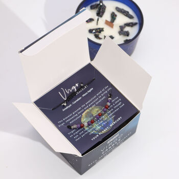 Virgo Zodiac Crystal Candle And Gemstone Bracelet Gift Set, 5 of 6