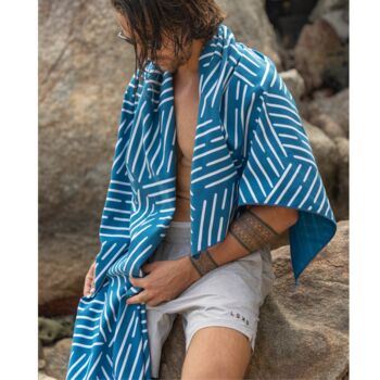 Recycled Blue Quick Dry Travel Towel Beach Camping Yoga, 6 of 12