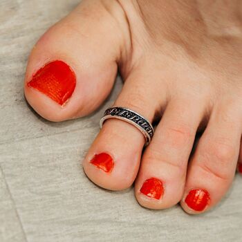 Black And Red Bohemian 925 Silver Toe Ring Set, 8 of 8