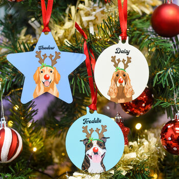 Personalised Cute Reindeer Dog Christmas Decoration, 12 of 12