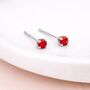 Sterling Silver Red Ruby Micro Stud Earrings – 3mm, thumbnail 1 of 5