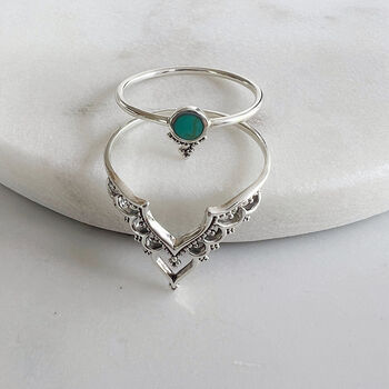 Crowned Turquoise Sterling Silver Ring, 4 of 5