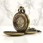 Engraved Bronze Pocket Watch Twin Opening, thumbnail 3 of 6