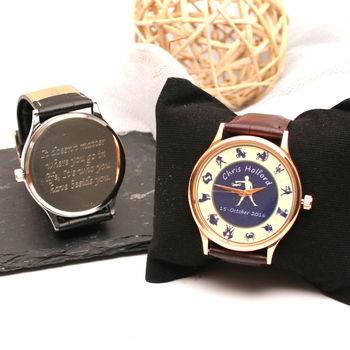 Personalised Handmade Wrist Watch With Zodiac Design, 6 of 10