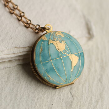 Personalised Blue Planet Map Locket Necklace, 7 of 12