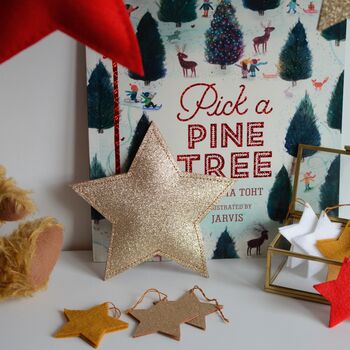 Christmas Star Tree Topper Glitter, Soft Gold, 4 of 6