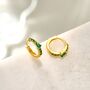 Sterling Silver Dainty Green Cz Huggie Hoop Earrings, thumbnail 7 of 12