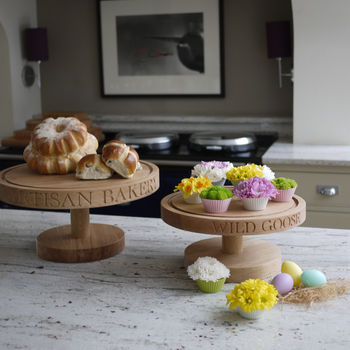 Personalised Oak Cake Stand With Option Of Glass Dome, 4 of 7